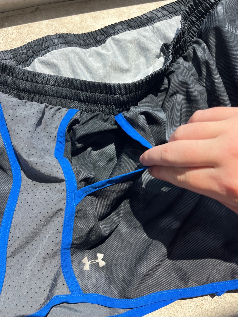 Under Armour Black Shorts with Blue Trim - Picture 4 of 8